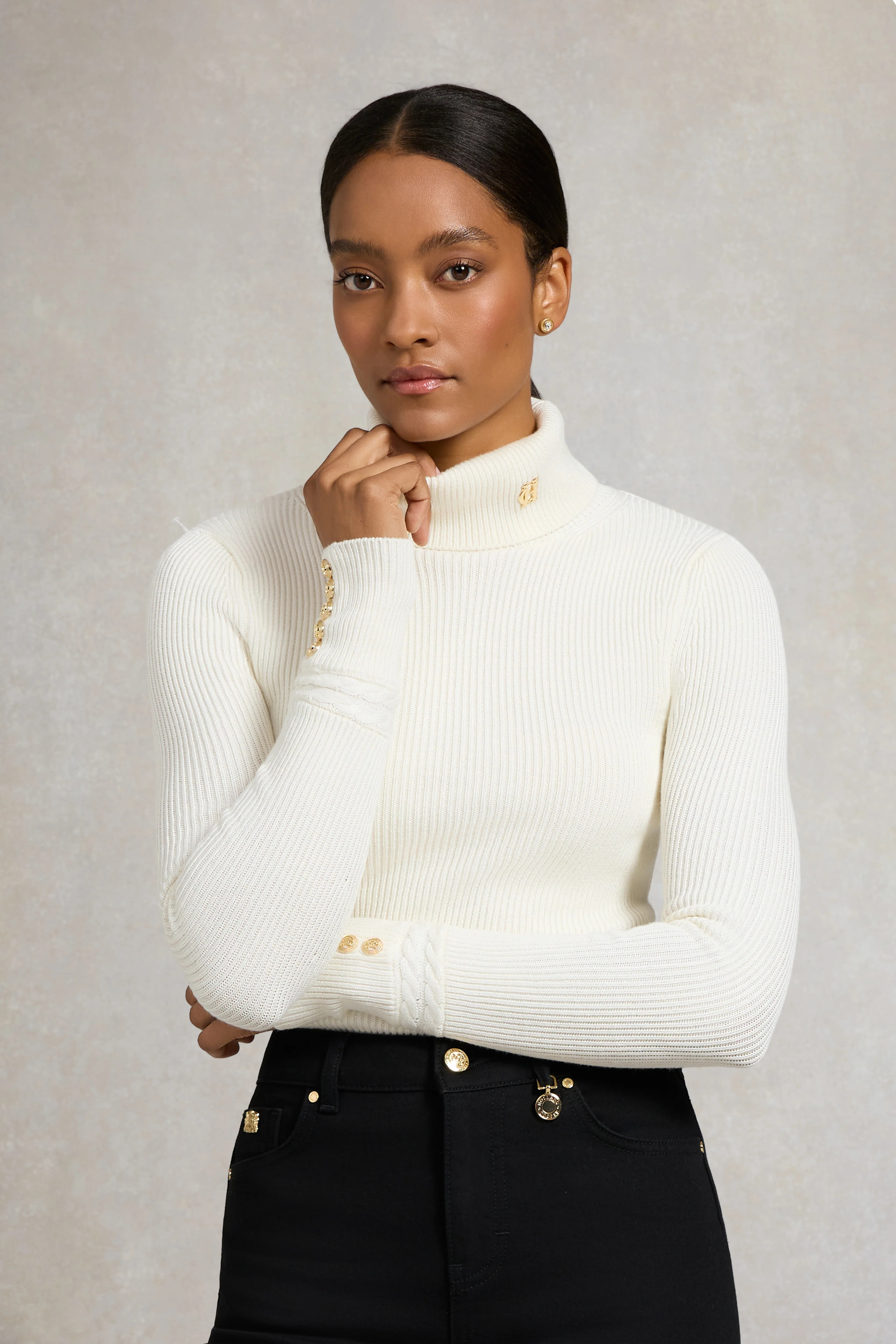 Painswick Roll Neck Knit (Natural) | Holland Cooper
