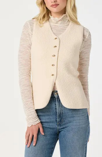 ASTR the Label Textured Longline V-Neck Vest in Off White at Nordstrom Rack, Size Large | Nordstrom Rack