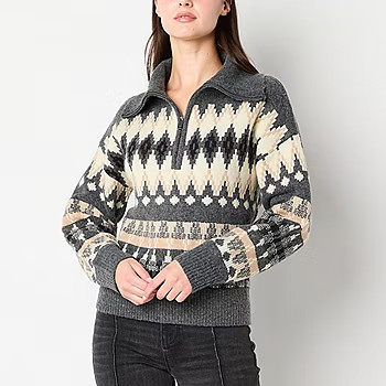 Frye and Co. Fairisle Womens Long Sleeve Pullover Sweater, Color: Dark Gray Combo - JCPenney | JCPenney