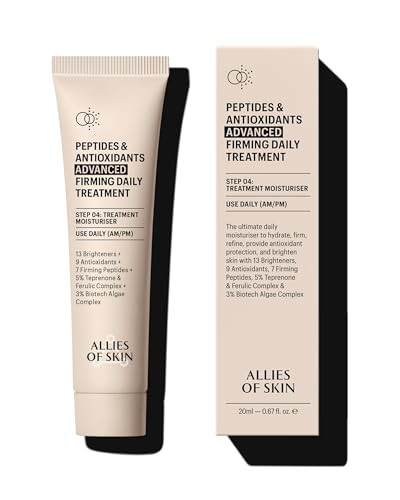 Allies of Skin Peptides & Antioxidants Advanced Firming Daily Treatment with 13 Brighteners, 9 Antioxidants, 7 Firming Peptides, 5% Teprenone & Ferulic Complex and 3% Biotech Algae Complex 20ml/0.67oz | Amazon (US)
