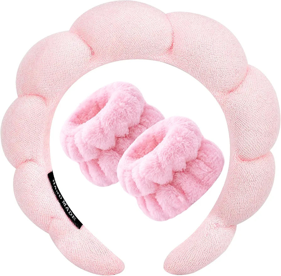 Zkptops Spa Headband for Washing Face Wristband Sponge Makeup Skincare Headband Terry Cloth Bubbl... | Amazon (US)