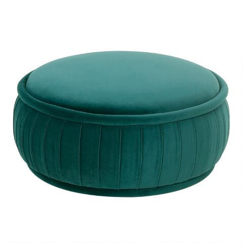 Cordelia Round Velvet Upholstered Ottoman | World Market
