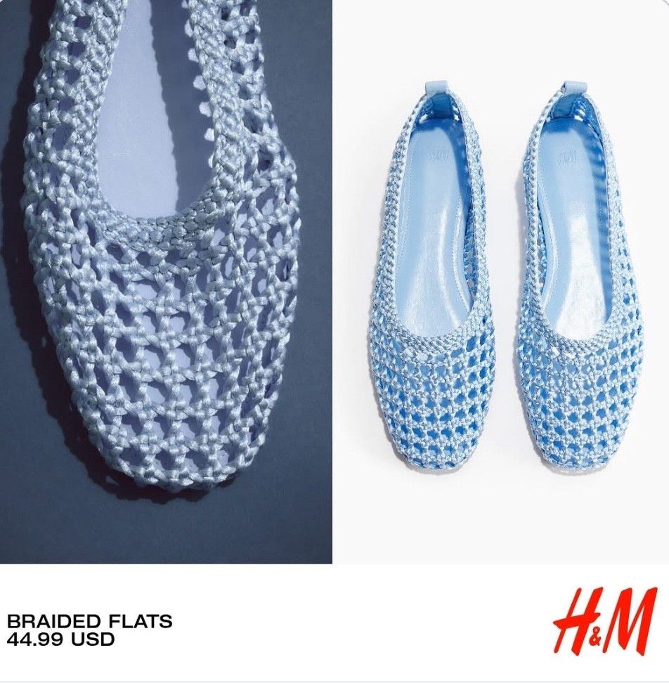 H&M new in 
BRAIDED FLATS. Also come in brown.
Size: 4-11