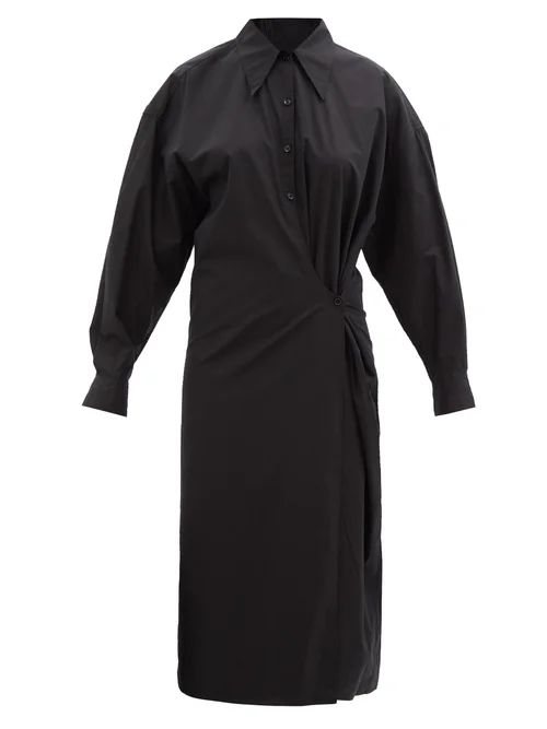 Lemaire - Asymmetric Wrap-front Cotton-poplin Shirt Dress - Womens - Black | Matches (UK)