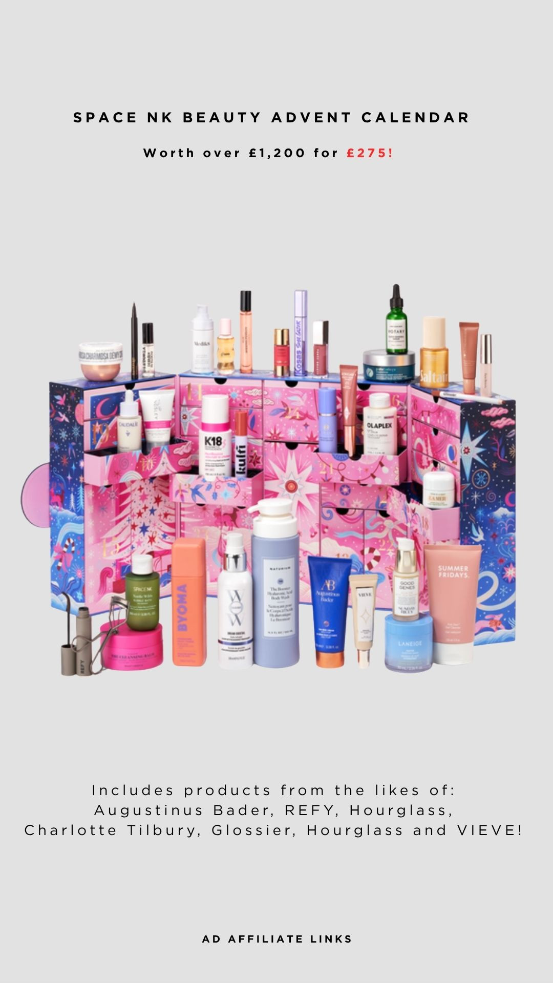 The Space NK Beauty Advent Calendar has arrived! You get £1,200 worth of products for £275 including brands such as Augustinus Bader, REFY, Hourglass, 
Charlotte Tilbury, Glossier, Hourglass and VIEVE 💄

Luxury Beauty, Skincare, Makeup, Haircare, Self-Care, Beauty Discovery, Gifts for Her  

 #LTKuk #LTKgiftguide #LTKbeauty
