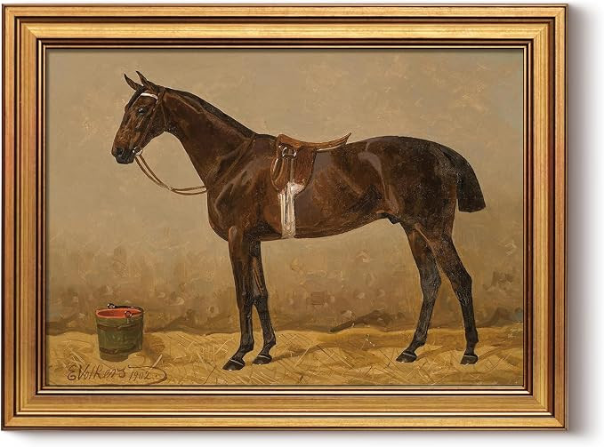 HUARCEY Gold Framed Vintage Horse Wall Art, Fashion Western Equine Poster Print Artwork, Country ... | Amazon (US)