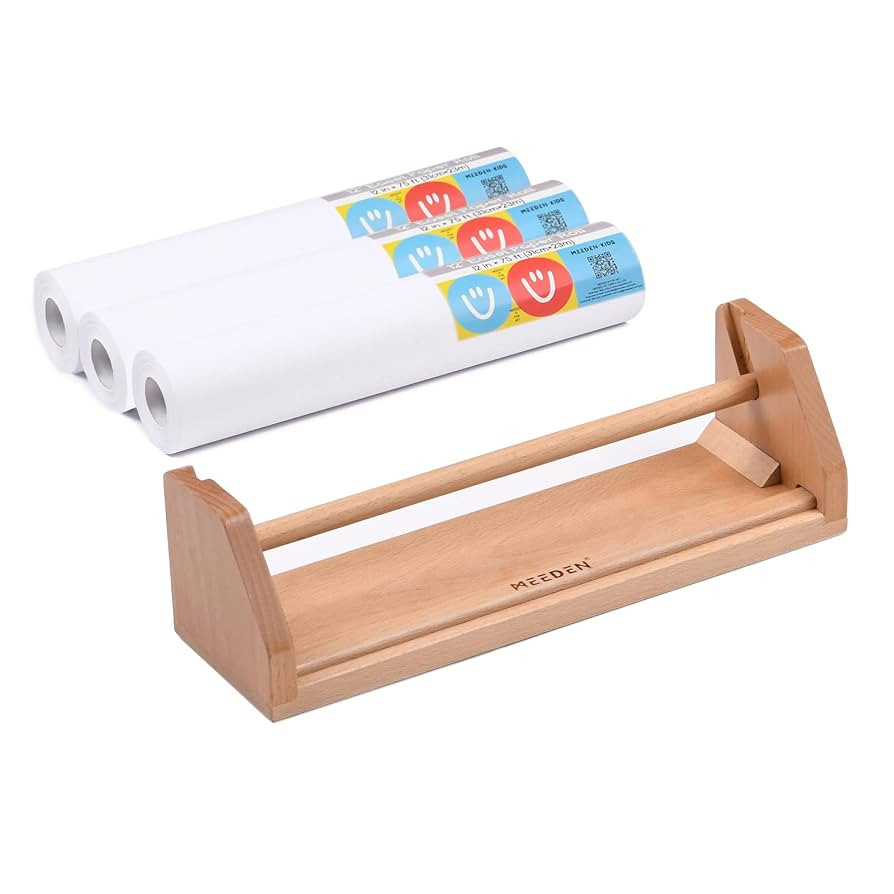 MEEDEN Paper Roll Dispenser with 3 Paper Rolls (12" x 75ft) - Beech Wood Kids Easel, Wooden Table... | Amazon (US)