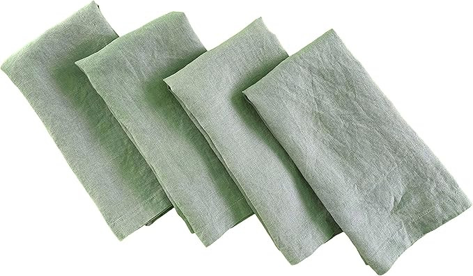 Linen Napkins – 100% French Flax – Stonewashed Pure Linen Cloth Napkins – Mitered Corners ... | Amazon (US)