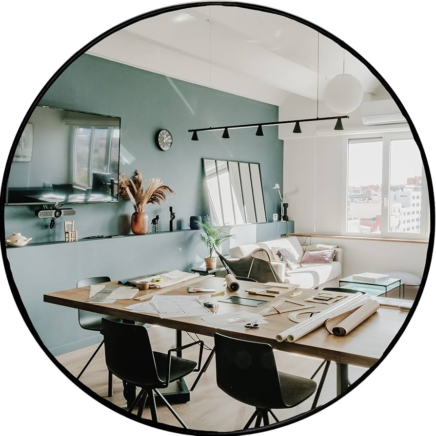 HBCY Creations Large Round Mirror, Black 36 inch Wall Mirror for Entryway, Bathroom, Living Room ... | Amazon (US)