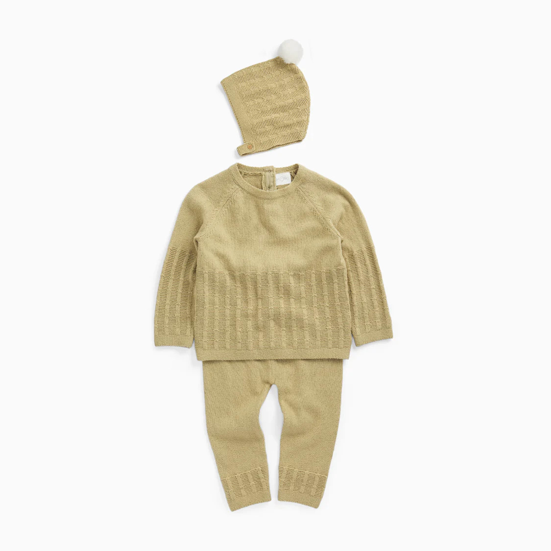 Textured Knit Bonnet, Jumper & Leggings Outfit | Baby Mori
