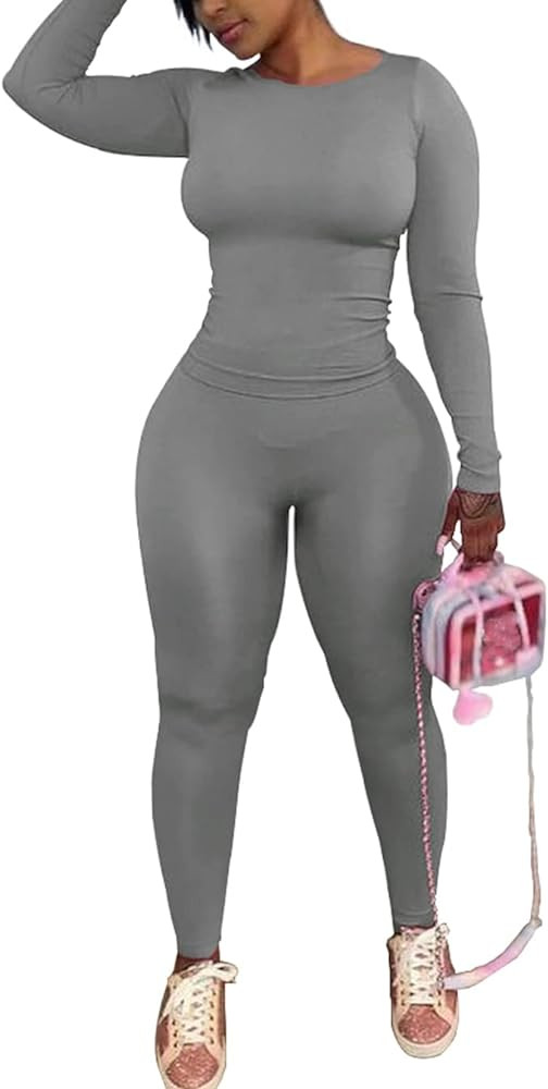 Women's 2 Piece Outfits Track Suits Long Sleeve Top Jogger Legging Pants Workout Sets for women | Amazon (US)