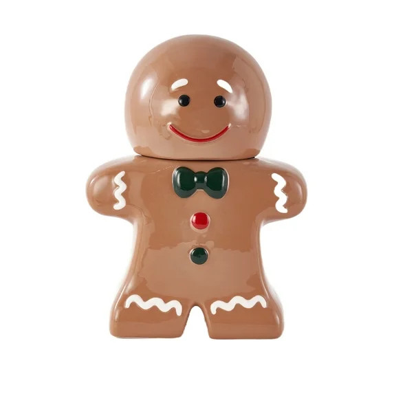 Holiday Time Ceramics Gingerbread Man Cookie Jar, Ceramic Cookie Jar for Kitchen Counter, Great f... | Walmart (US)