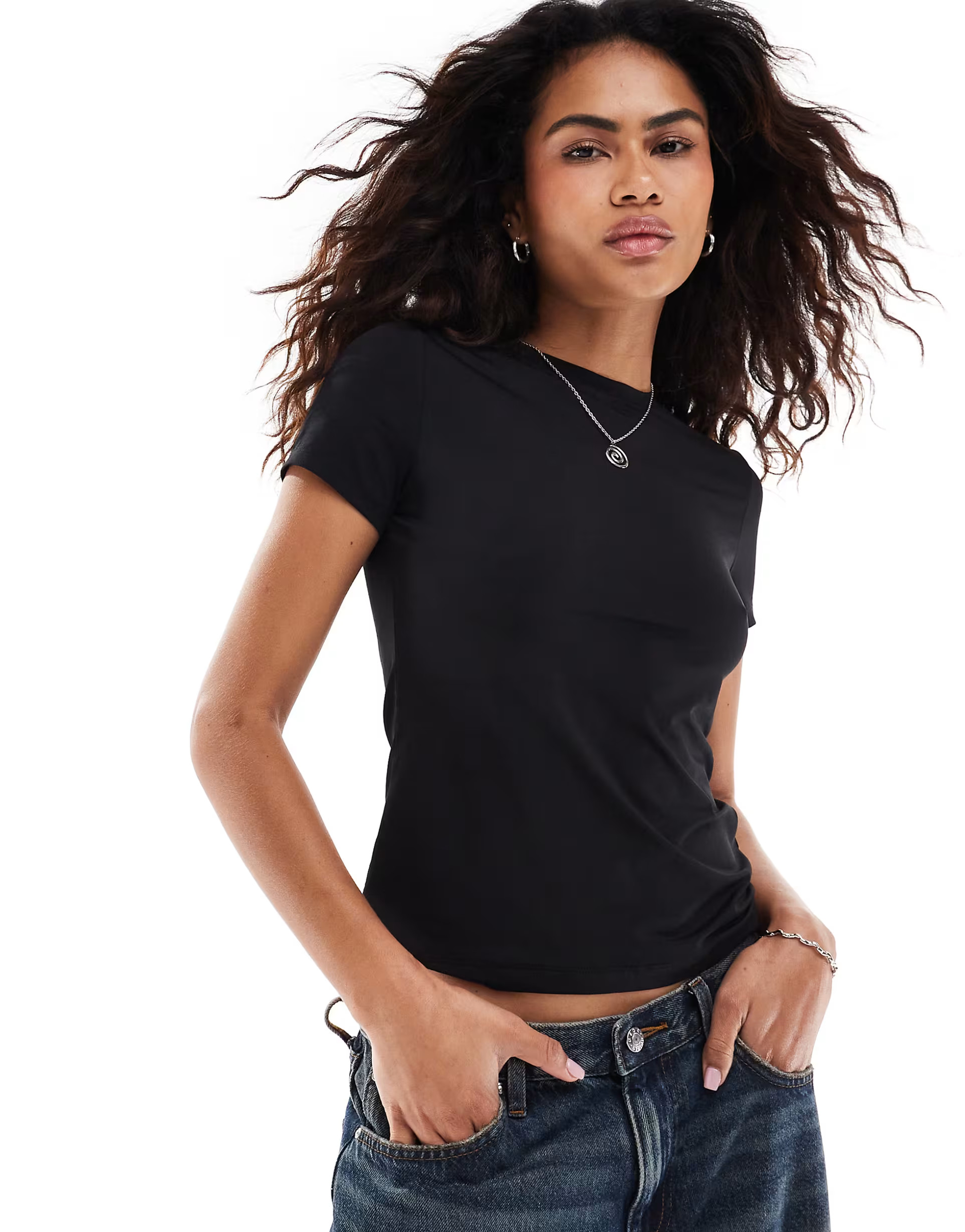 Weekday Fine t-shirt in black | ASOS (Global)