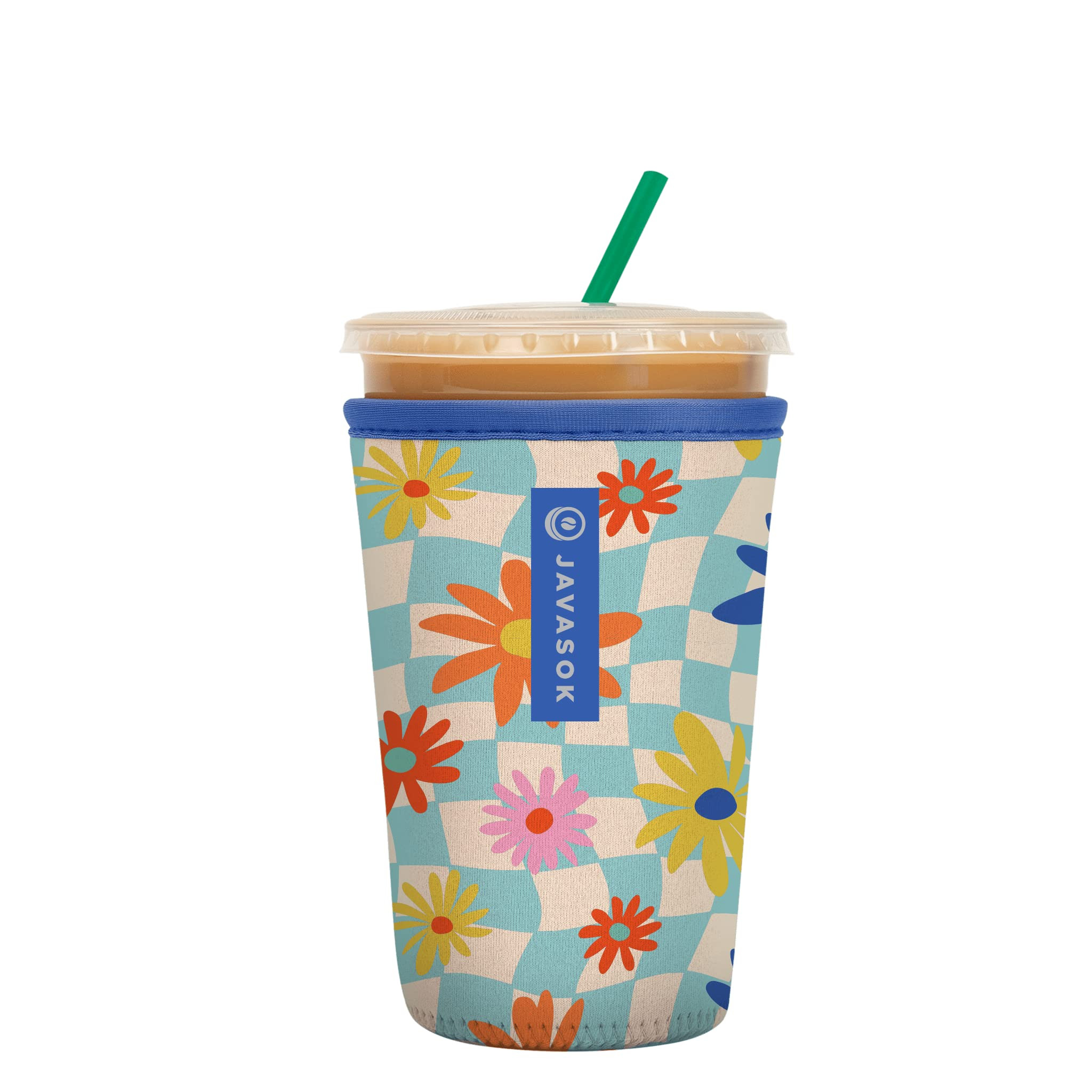 Sok It Java Sok Iced Coffee & Cold Soda Insulated Neoprene Cup Sleeve (Floral Checkerboard, Mediu... | Amazon (US)