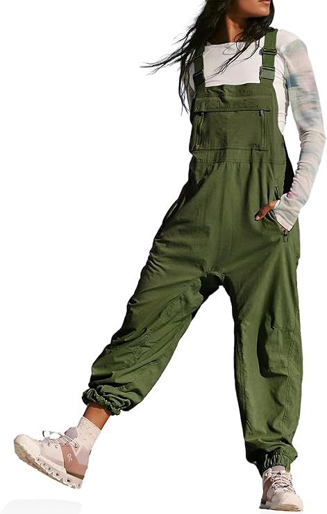 Cicy Bell Women's Casual Cargo Overalls Loose Adjustable Straps Zipper Bib Jogger Jumpsuits With ... | Amazon (US)