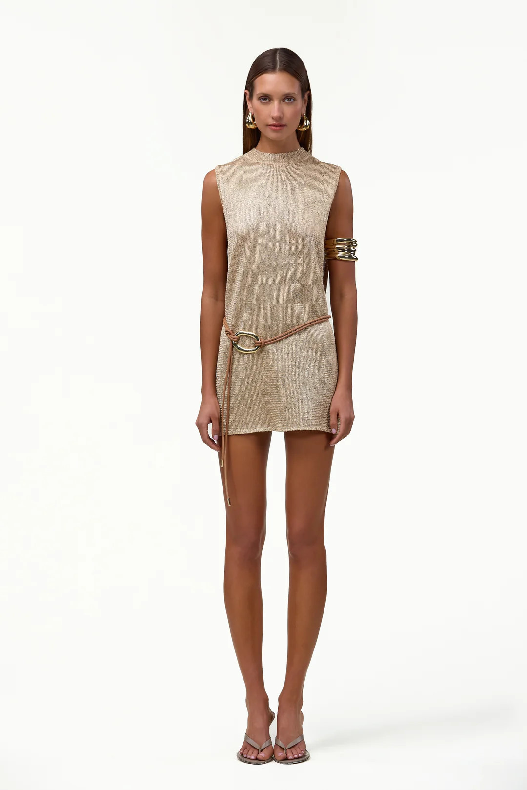 Sleeveless Knit Mini Dress (Light Gold Sequin) | SAME