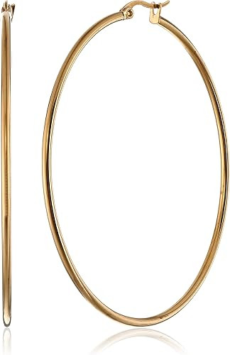 Amazon Essentials Stainless Steel Rounded Tube Hoop Earrings (50mm), (previously Amazon Collectio... | Amazon (US)
