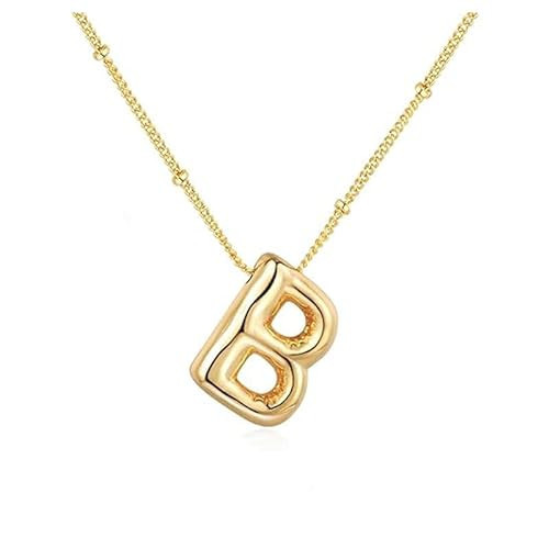 Bubble Letter Necklace Gold for Women, 14K Gold Plated Balloon Letter Necklace Chunky Bubble Initial Alphabet Pendant Chain Name Personalized Necklaces for Teen Girls Jewelry Gift | Amazon (US)