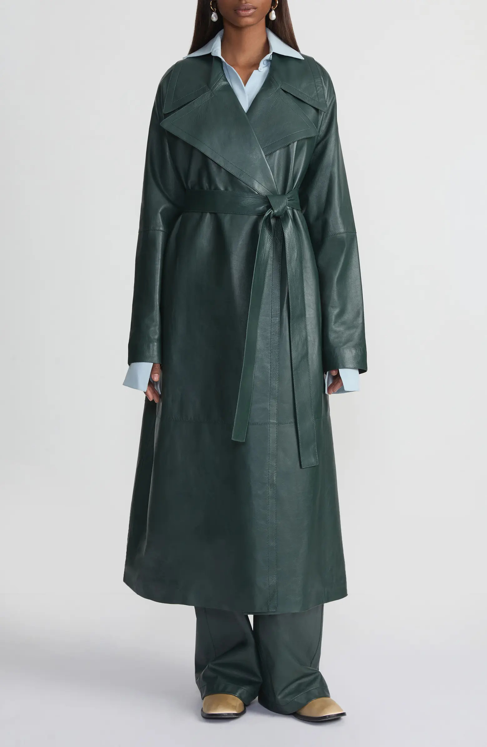 Lafayette 148 New York Napa Lambskin Leather Trench Coat | Nordstrom | Nordstrom