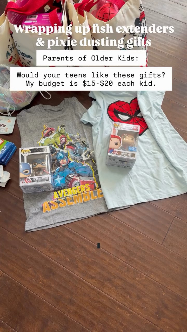 Parents of Older Kids:

Would your teens like these gifts?
My budget is $15-$20 each kid. Wrapping up fish extenders & pixie dusting gifts