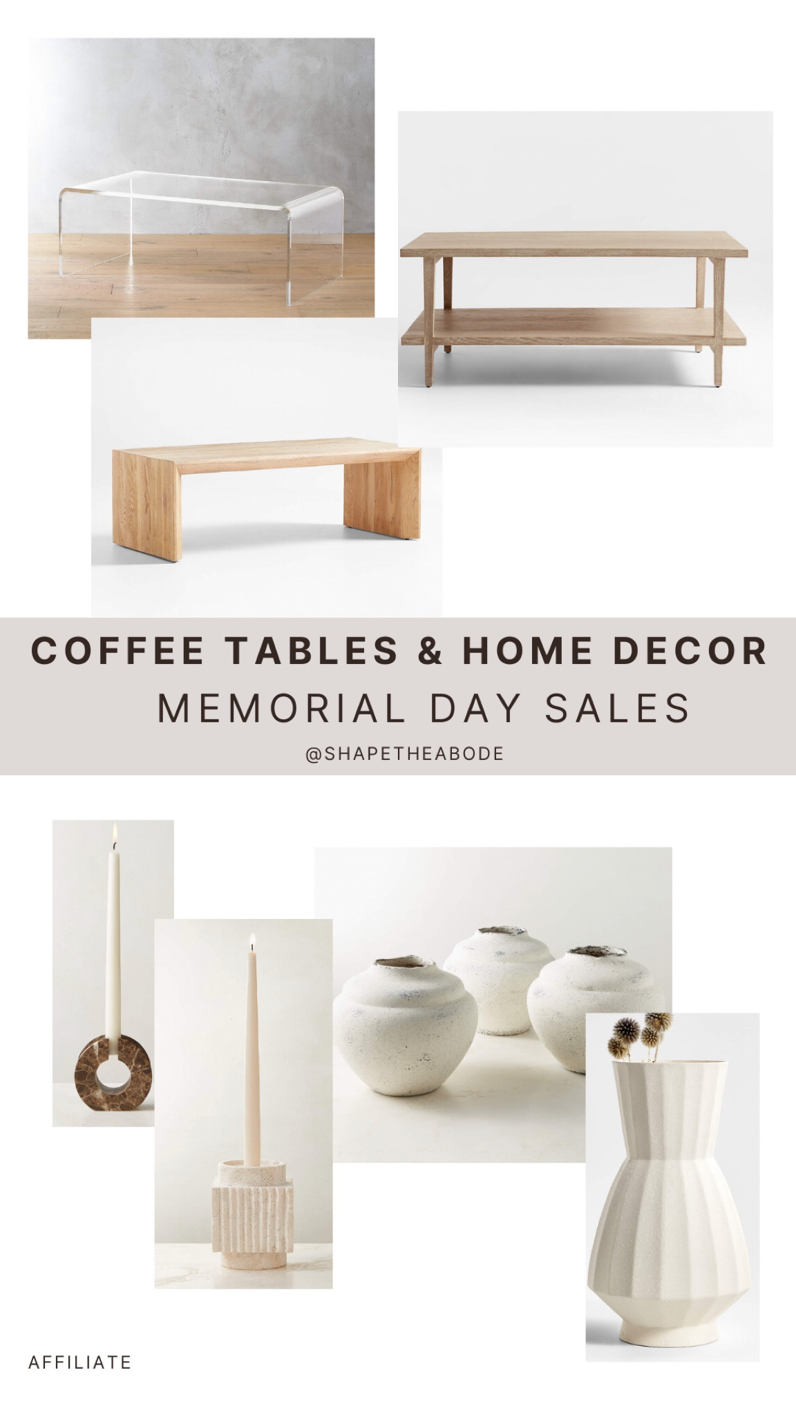 Home decor on sale

Coffee tables on sale 
Candle holders on sale 
Vases on salee

#LTKHome #LTKSaleAlert