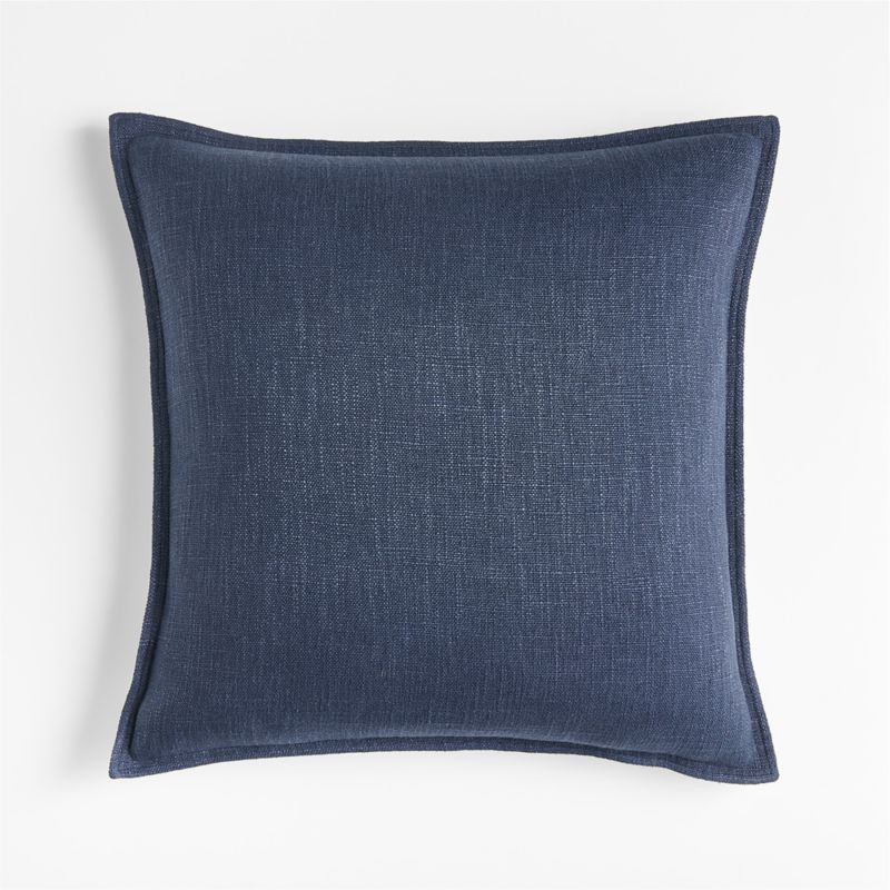 Indigo 20"x20" Square Laundered Linen Decorative Throw Pillow | Crate & Barrel | Crate & Barrel