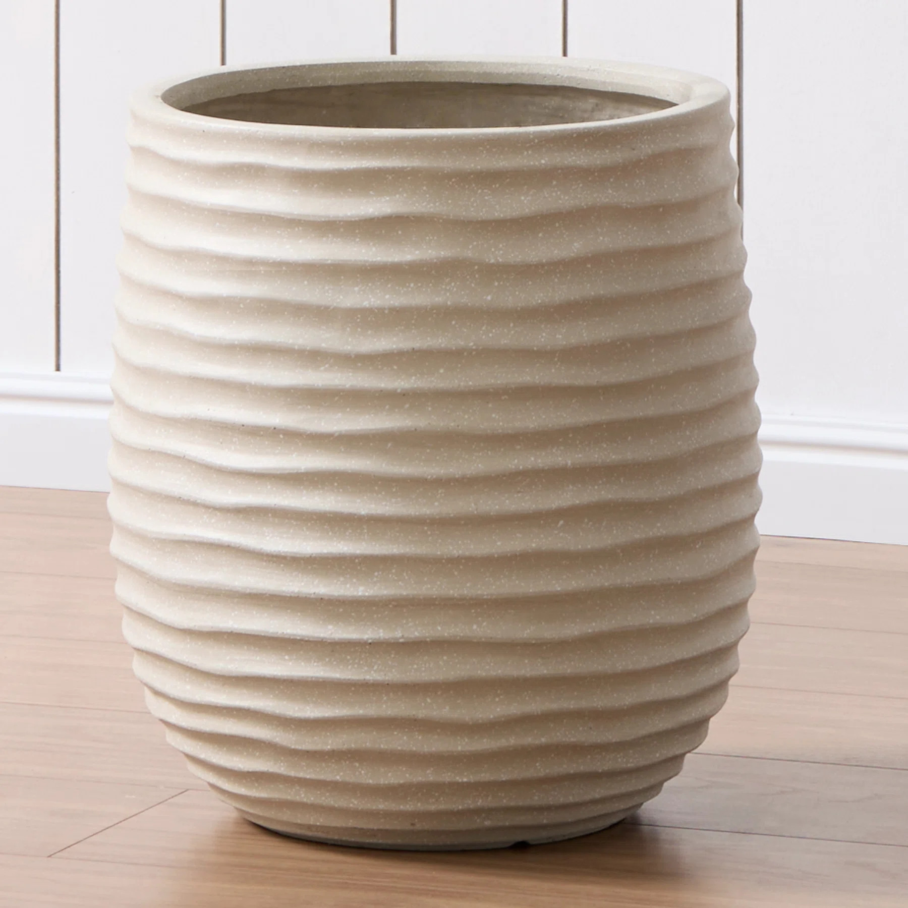 15” Dia Wavy Texture Concrete Planter Set with Drainage Hole, Round Indoor Outdoor Plant Pots i... | Wayfair North America