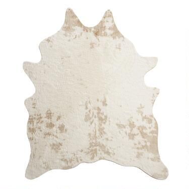 Ivory Printed Faux Cowhide Area Rug | World Market