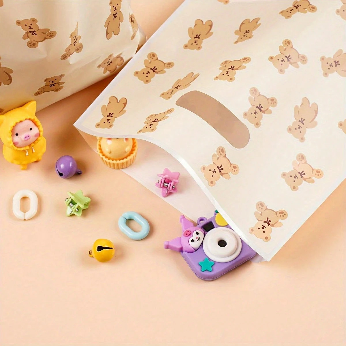 50pcs Cute Bear Theme Gift Bags With Handles, Suitable For Baby Shower, Birthday, Wedding, Party ... | SHEIN