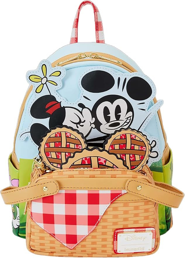 Loungefly Disney Mickey and Friends Picnic Basket Mini Backpack with Coin Bag, Standard, Black | Amazon (US)