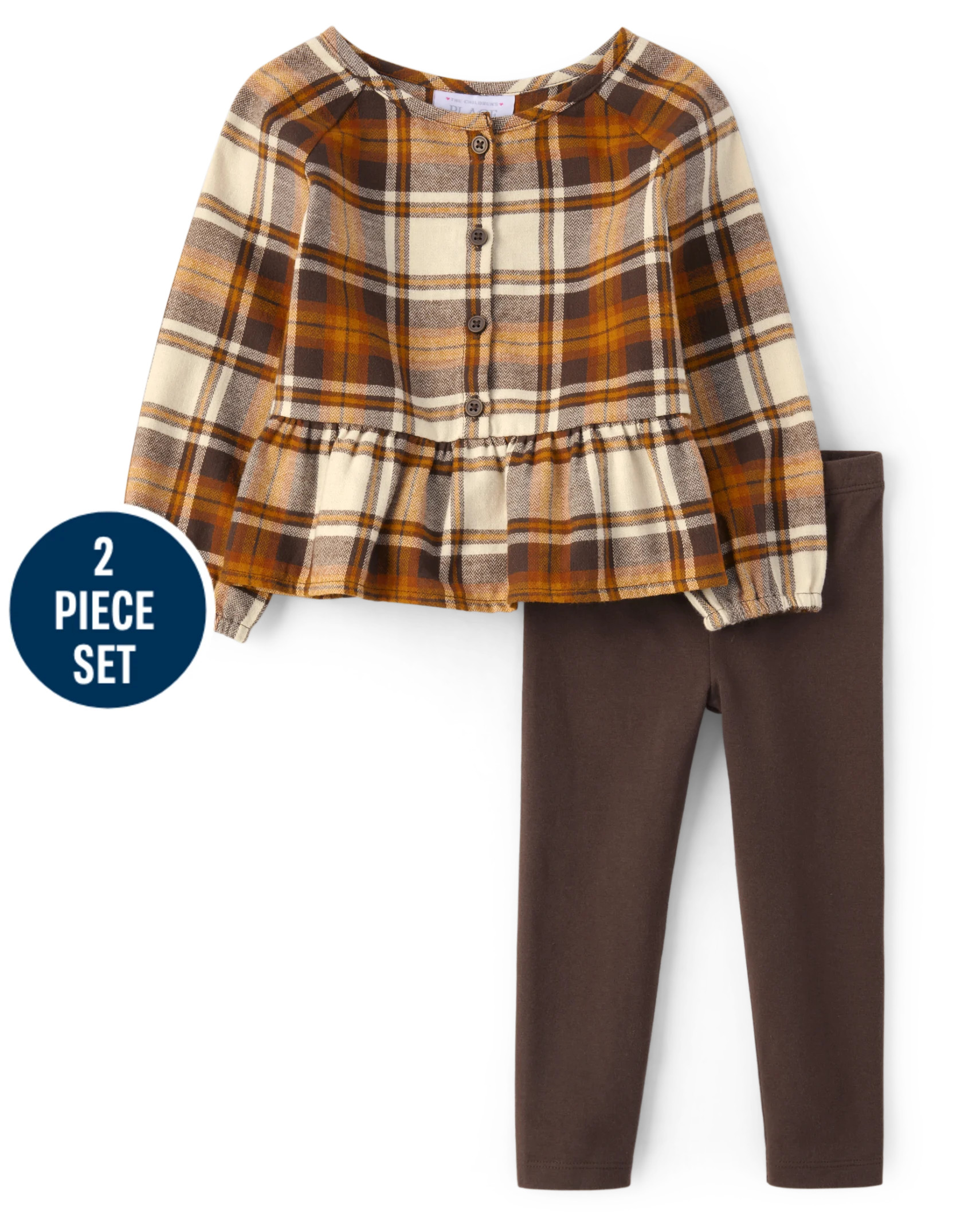 Toddler Girls Matching Family Plaid 2-Piece Set - hay stack | The Children's Place