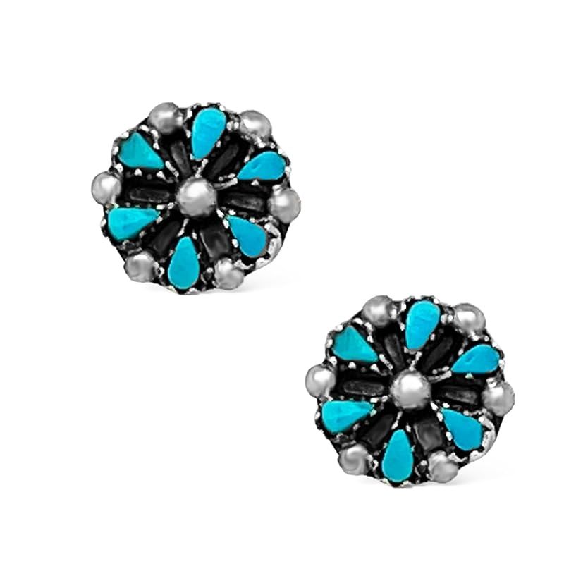 Genuine Sleeping Beauty Turquoise Cluster Earrings, 925 Sterling Silver, Authentic Native America... | Amazon (US)