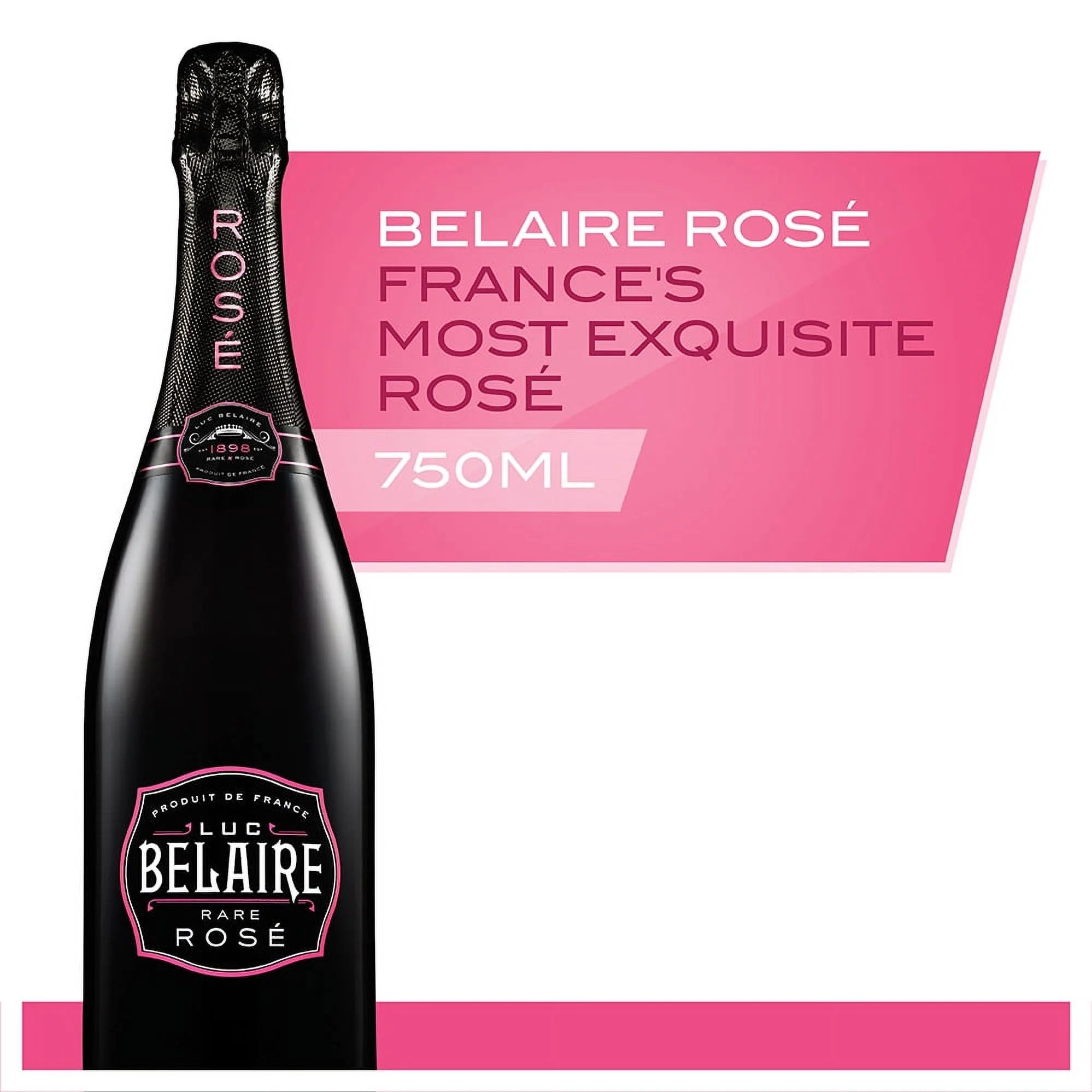 Luc Belaire Rare Rose Sparkling Wine France, 750 ml Glass Bottle, 13% ABV, Shelf-Stable | Walmart (US)