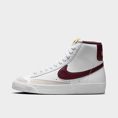 Nike Big Kids Blazer Mid '77 Casual Shoes in White/Saturn Gold/Burgundy Crush Size: 6.0 | Finish Line (US)