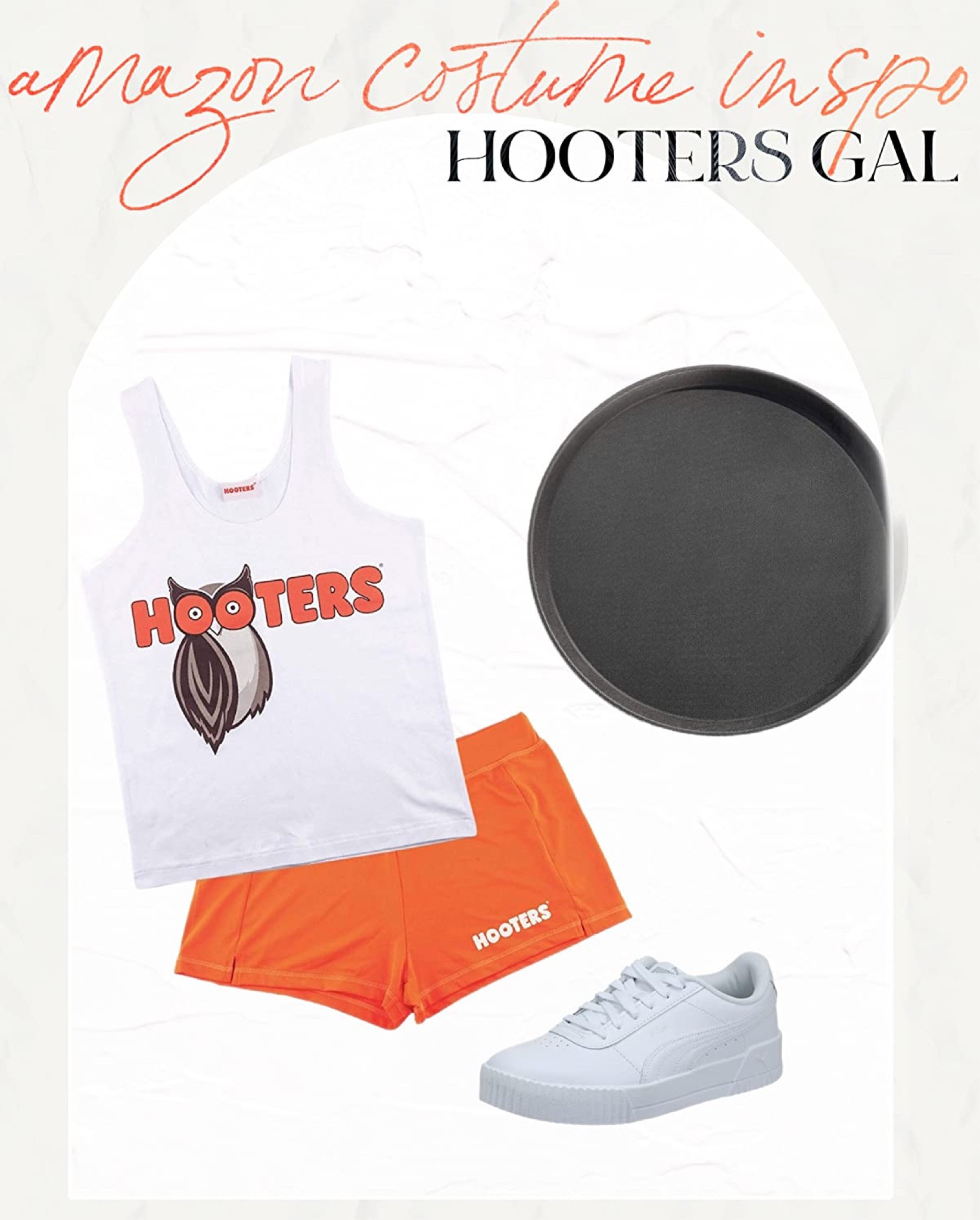 Hooters Outfit for Women Includes White Tank and Orange Short Set