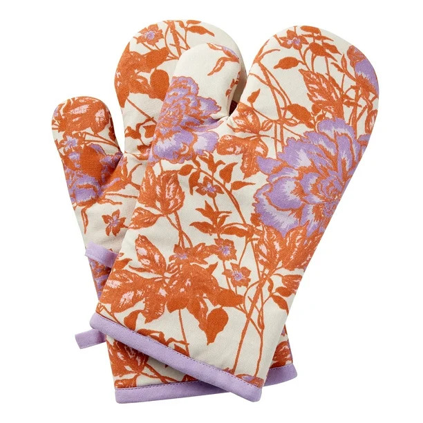 Vintage Floral Oven Mitt 2 Piece Set, Amethyst by Drew Barrymore Flower Home | Walmart (US)