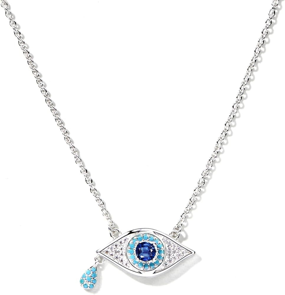 Cicy Bell Evil Eye Necklace for Women 18k Gold Plated Pendant Necklace Cubic Zirconia Turquoise D... | Amazon (US)