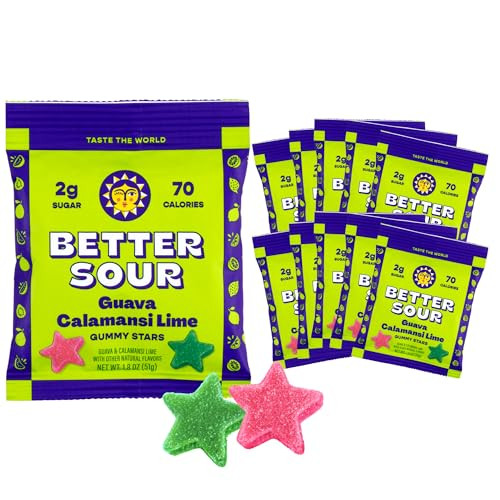 Better Sour Guava Calamansi Lime Gummy Stars Candy, Tropical Sour Gummies with a Tangy Twist, Bold and Juicy Sour Candy Made with Real Fruit Flavors, Vegan and Gluten-Free, 10 Pouch Set | Amazon (US)