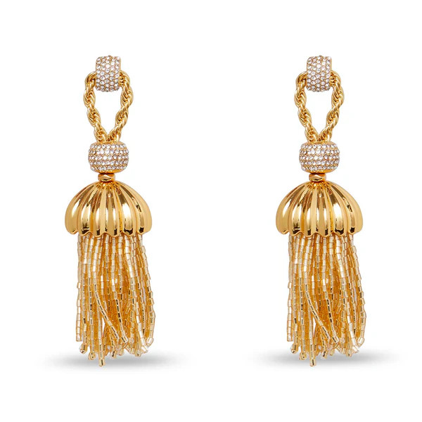 GOLD CHATEAU ROPE TASSEL EARRINGS | LELE SADOUGHI