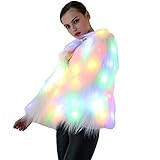 Caracilia Women Solid LED Light Up Rave Faux Fur Jacket Shaggy Tag XXL 37/LED | Amazon (US)
