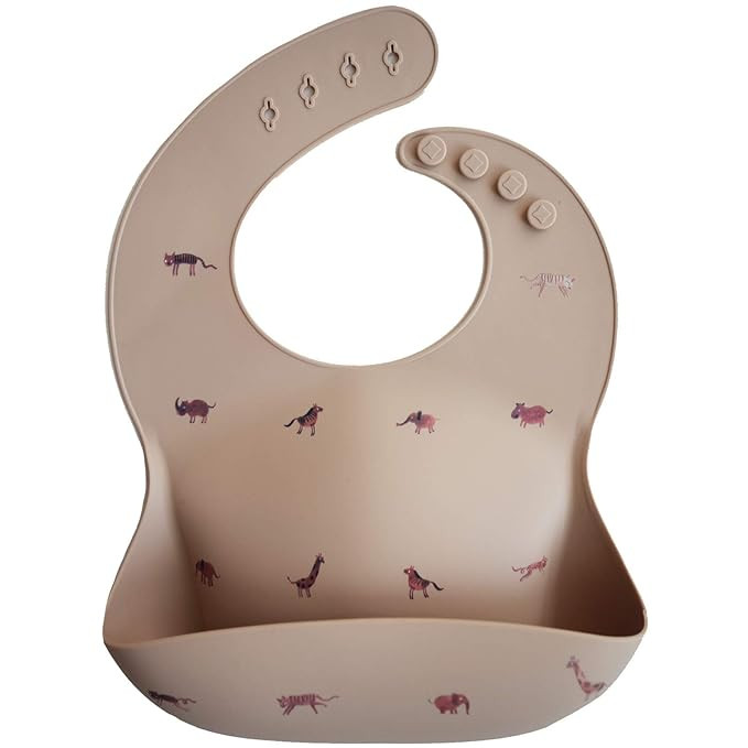mushie Silicone Baby Bib | Adjustable Fit Waterproof Bibs (Safari Tan) | Amazon (US)
