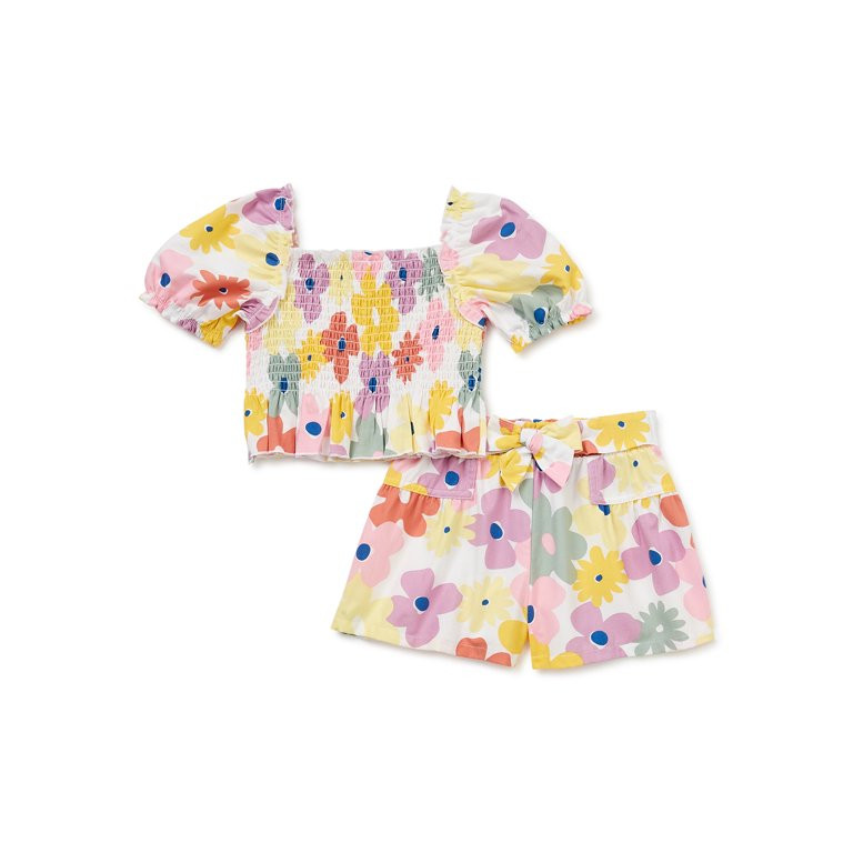 Wonder Nation Baby and Toddler Girls’ Shorts Set, 2-Piece, Sizes 0/3M-5T | Walmart (US)