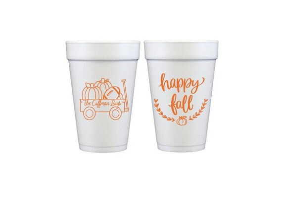 Happy fall cups Happy fall foam cups Pumpkin party cups | Etsy | Etsy (US)