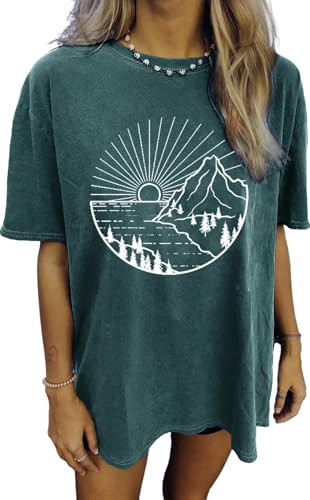 Oversized Tshirts for Women Wildflower Graphic Tees Hiking Crewneck Short Sleeve Clothes Casual L... | Amazon (US)