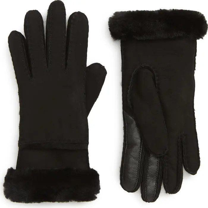 Seamed Touchscreen Compatible Genuine Shearling Gloves | Nordstrom