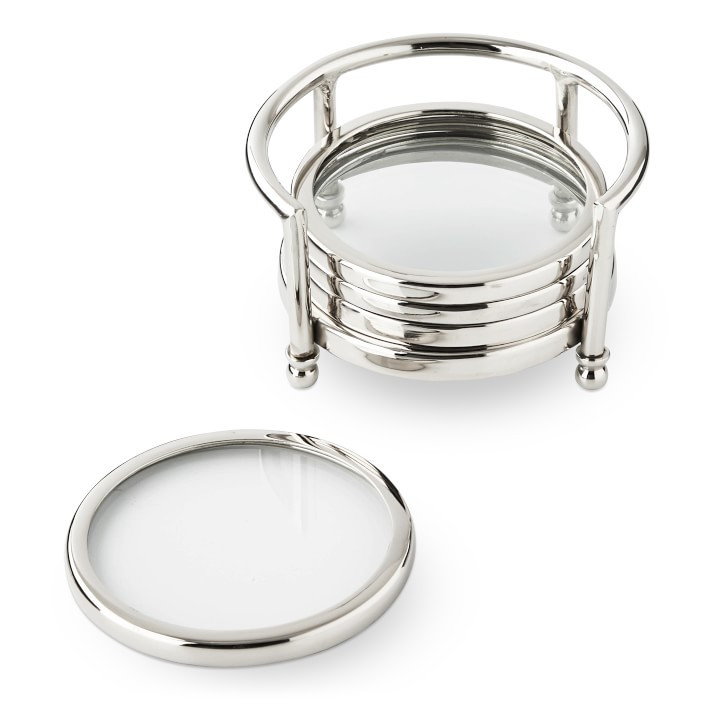 Stainless Steel and Glass Coasters, Set of 4 | Williams-Sonoma