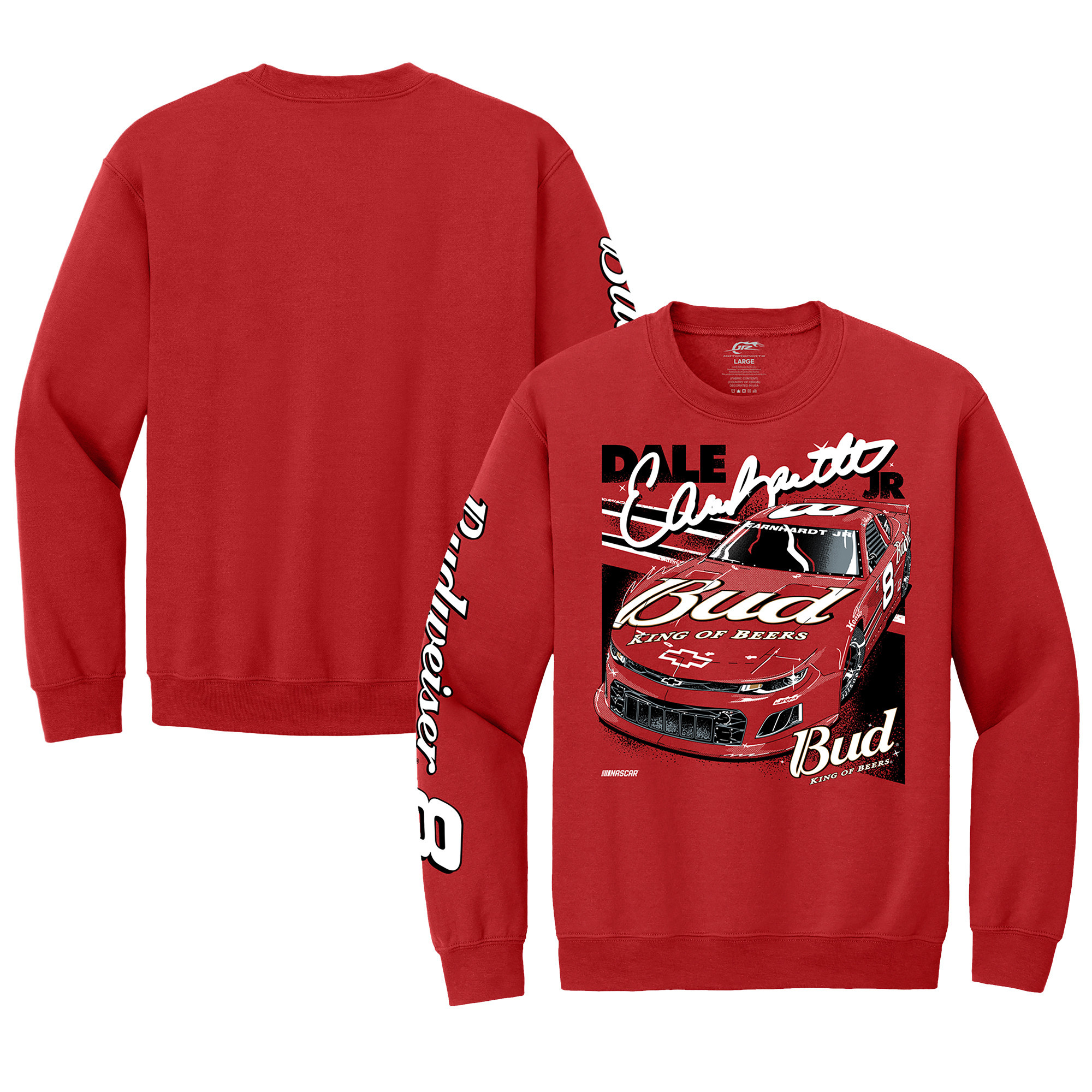 Men's JR Motorsports Official Team Apparel Red Dale Earnhardt Jr. Budweiser Car Pullover Sweatshirt | Fanatics