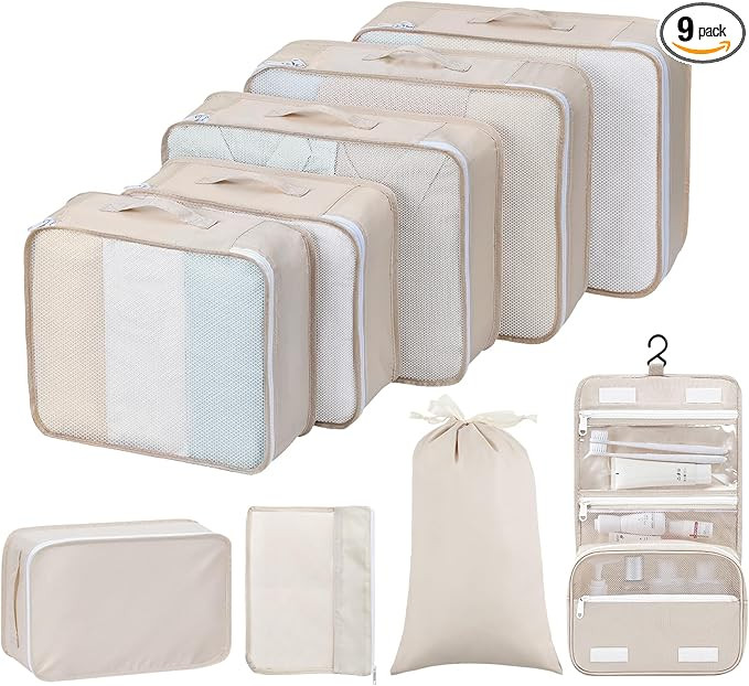 Easortm Packing Cubes for Travel, 9 Set Packing Cubes for Suitcase Large Travel Cubes Luggage Org... | Amazon (US)