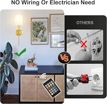 Battery Operated Wall Sconces Set of Two,Wireless Rechargeable Wall Light With Remote Control, Di... | Amazon (US)