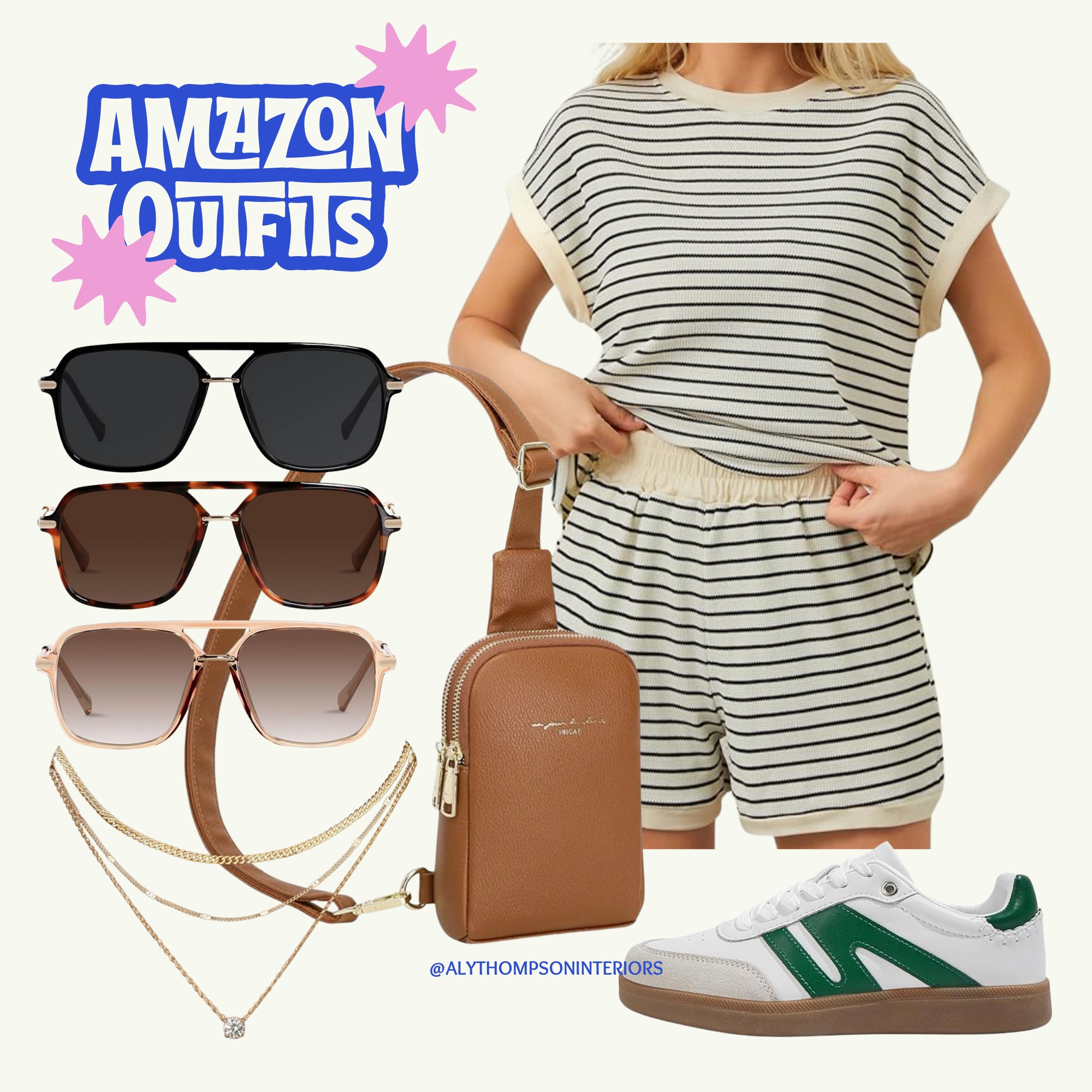 Amazon Outfit | Mom Finds | Mom Outfit | Cozy | Summer Fit | Summer Set | Sunglasses | Handbag | Purse | Sandals | Sneakers | Necklace 

 #LTKgrwm #LTKmomlife #LTKMidsize